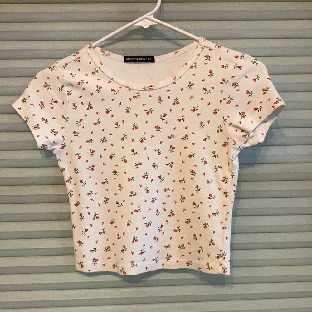 Brandy Melville crop rose tee shirt. Size small